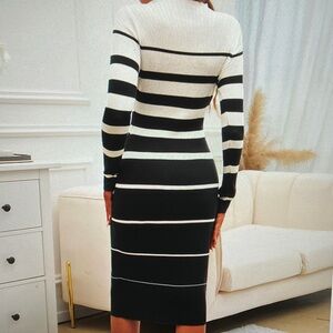 Striped Black and White Knit Dress